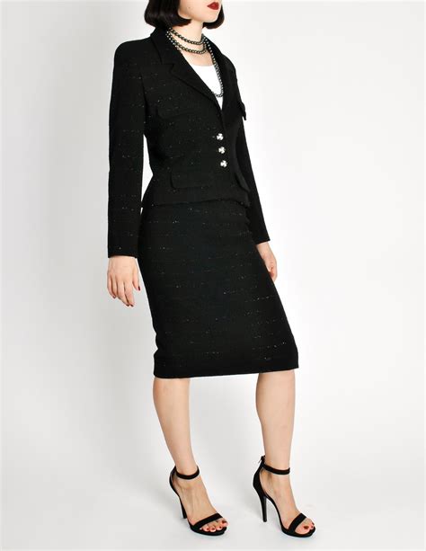 chanel black suit|vintage chanel suits for sale.